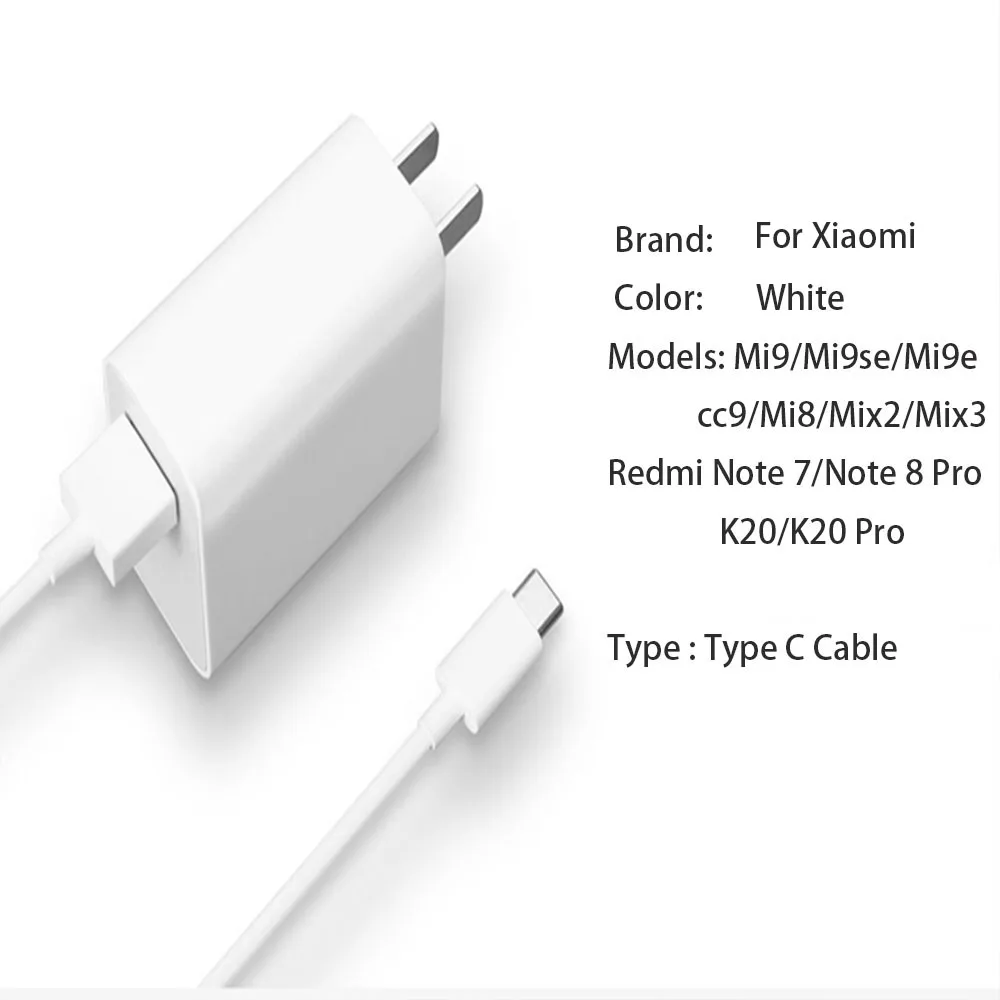 Оригинальное быстрое зарядное устройство для Xiao mi 9 QC4.0 27 Вт адаптер для быстрой зарядки type C кабель для mi 9 8 SE 9T 6 A2 A1 5 Red mi Note 7 K20 Pro