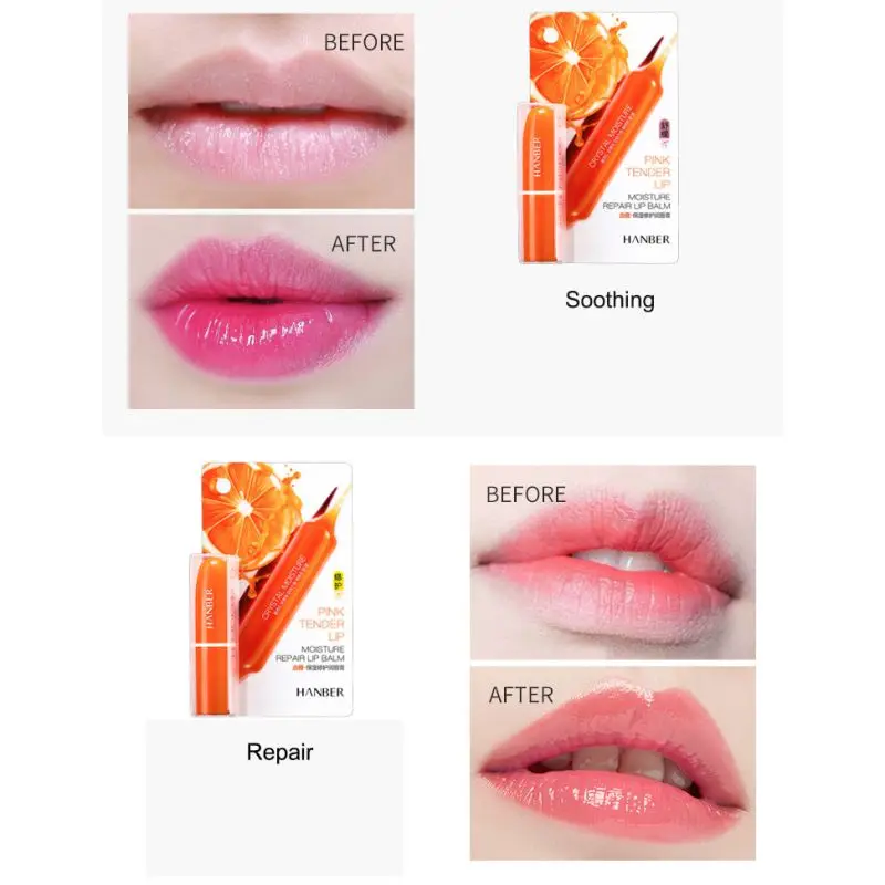 4 Blood Orange Lip Balm Hydrating Smooth Lip Lines Brighten Lip Color Anti-drying Anti-crack Lip Care Unisex Lip balm