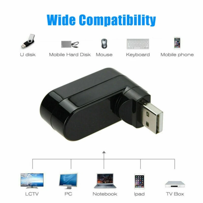 Мини разветвитель с 3 портами USB 2 0 вращающийся адаптер концентратор без драйвера