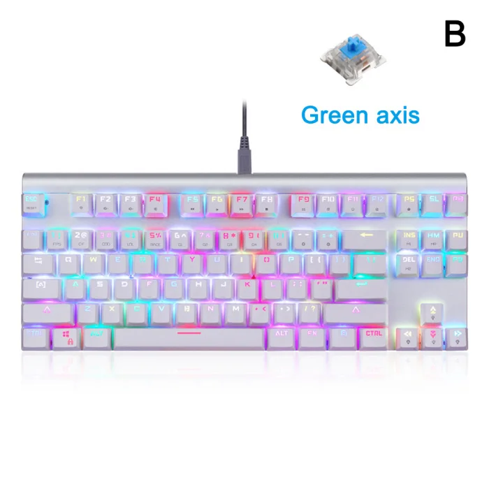 Горячая 87 клавиш механическая клавиатура Многоцветный RGB подсветка USB Проводная игровая клавиатура