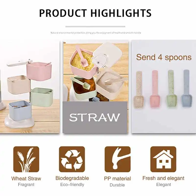 4 шт. банки для специй контейнеры для приправ с ароматом коробка для хранения с держателем стойка кухонные аксессуары коробка для хранения канистры