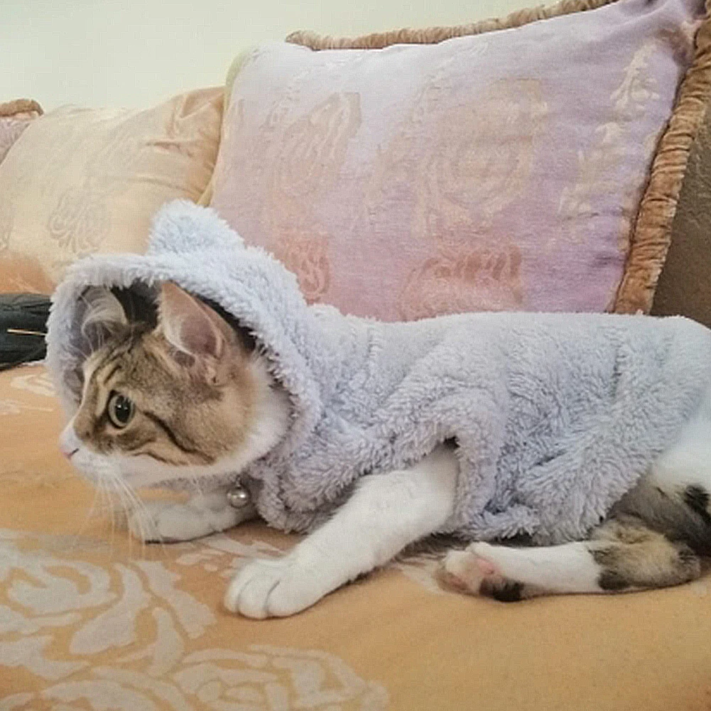 Зимняя одежда для животных, милые пальто для домашних собак и котов, теплая одежда с капюшоном, утепленная бархатная плюшевая куртка для повседневной носки