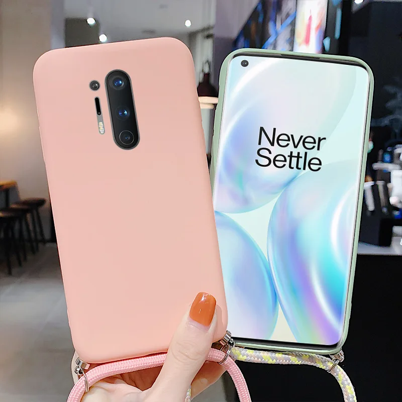 for Oneplus 9 8 Pro 8 7T Pro 7T Case Liquid Silicon Rope