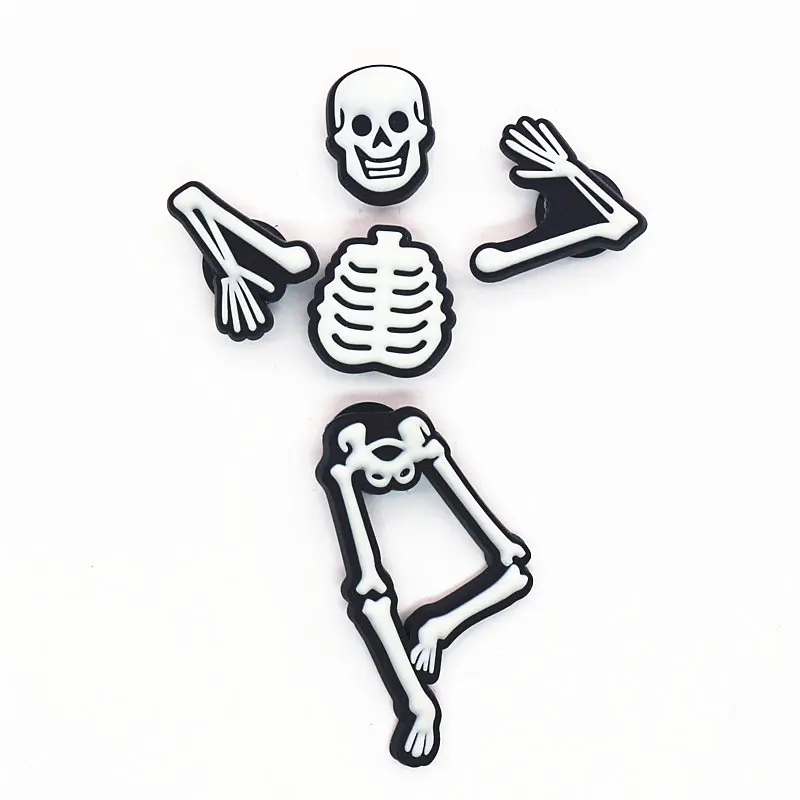 Novely 3D Cartoon Shoe Charms Accessories Funny Noctilucent Skeleton Original Shoe Buckle Decoration for jibz Kid's Party X-mas