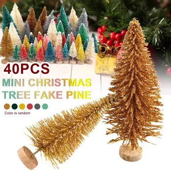 

40 Pcs Mini Christmas Tree Snow Frost Small Pine Tree DIY Craft Desktop Decoration Christmas Ornaments Tree Decorations For Home