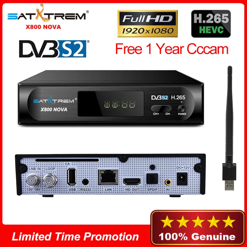Satxtrem X800 NOVA DVB-S2 спутниковый ресивер Поддержка H.265 IP tv ccam combo с 1 года 8 линий сервер Бесплатный ТВ-рецептор