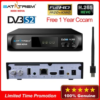 

Satxtrem X800 NOVA DVB-S2 Satellite Receiver Support H.265 IPTV ccam combo with 1 year 8 lines server free tv receptor