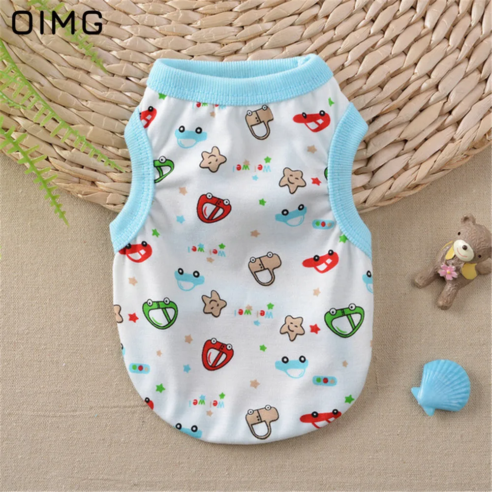 OIMG Cartoon Cat Dog T-shirt For Small Dogs Chihuahua French Bulldog Summer Breathable Dog Vest