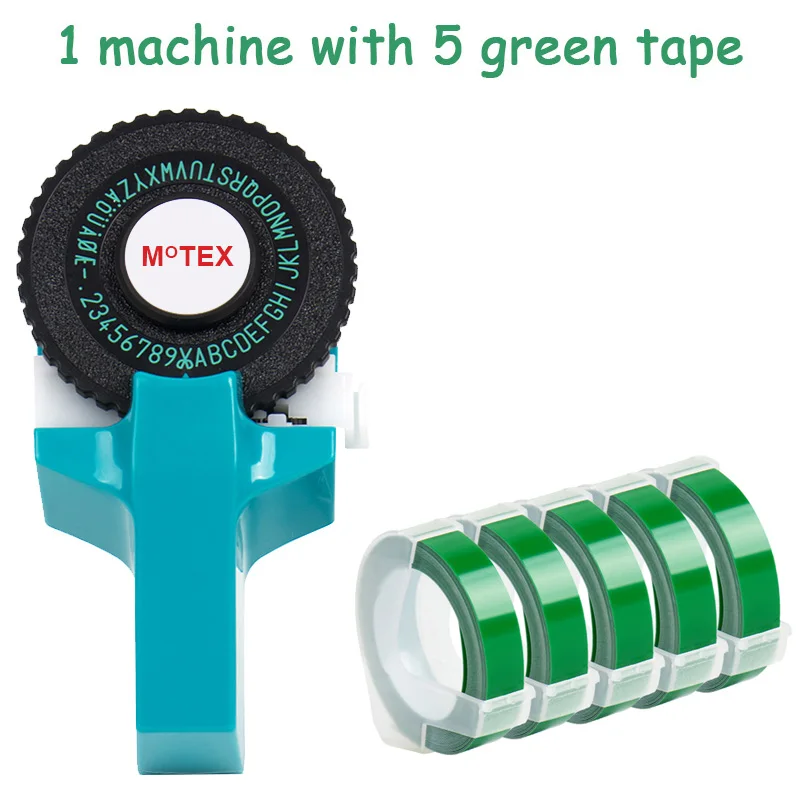 Небесно-Голубой MoTex E101 принтер мини DIY Ручная Совместимость для dymo 3D тиснение ручная лента ручная машинка надпись машина - Цвет: machine add 5 green
