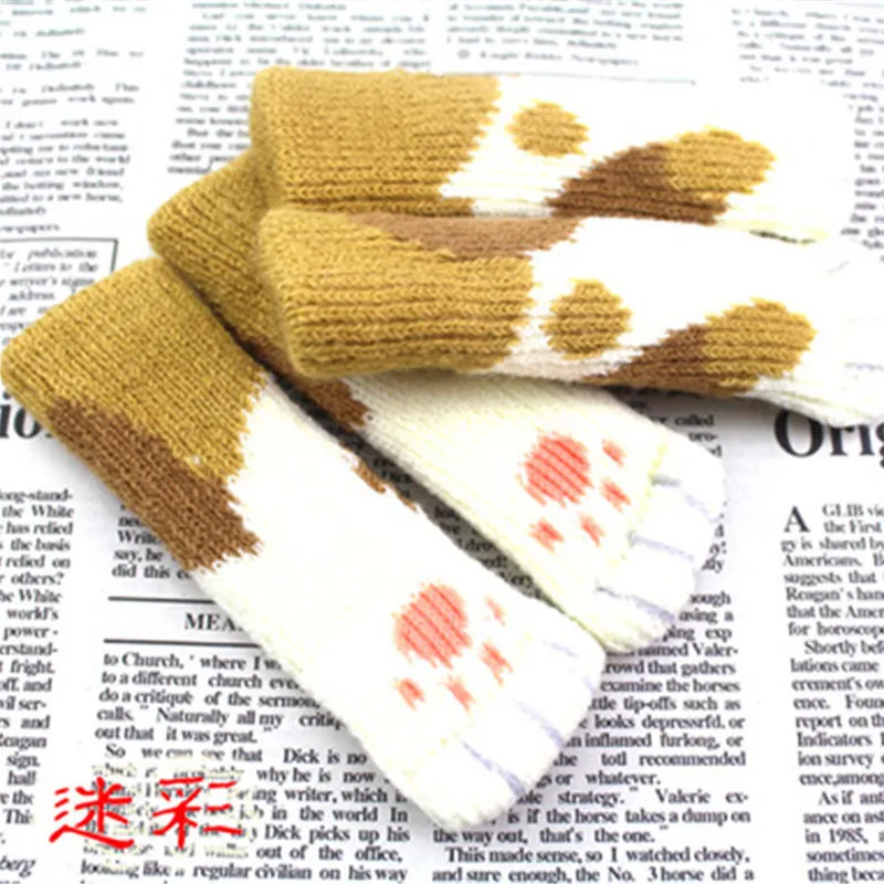 4pcs Chair foot cover Knitted Cat Paws Protective Desk Leg Socks Furniture Feet Sleeve Dining Table Floor Non-Slip Protector - Цвет: 3