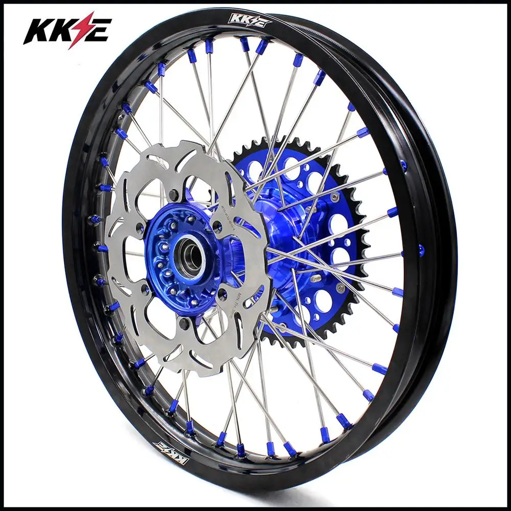 21/19 CASTING COMPLETE MX WHEELS SET FOR YAMAHA YZ250F YZ450F- FRONT 270MM DISC BLUE NIPPLE