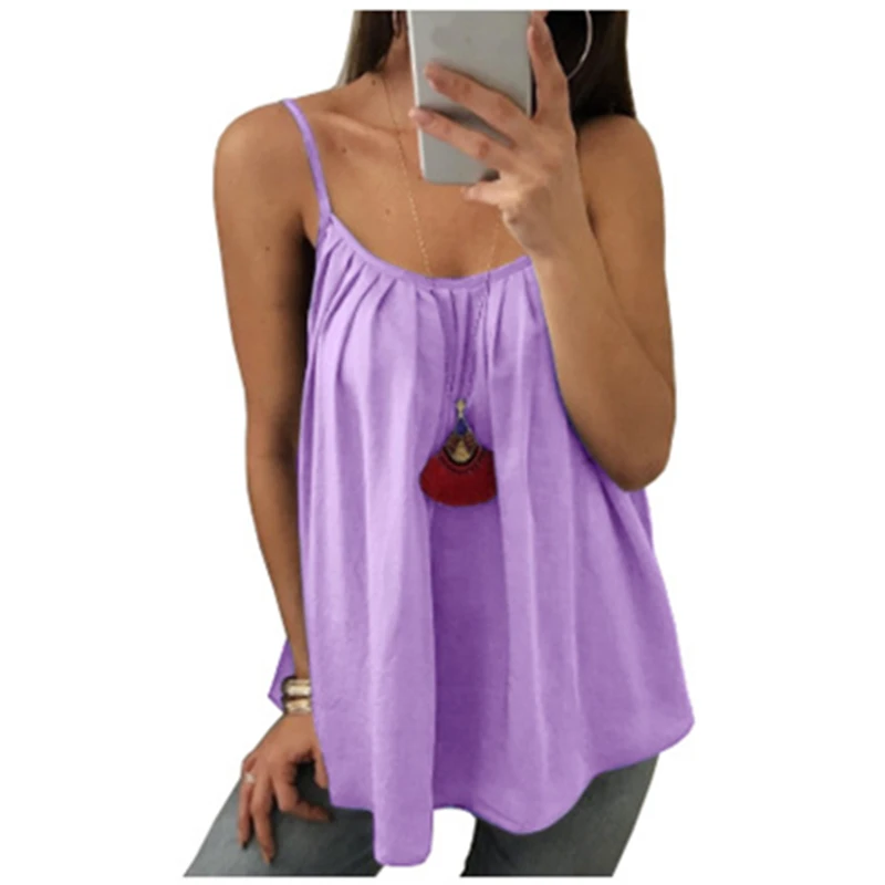 Strap Stitching Fold Multicolor Chiffon Vest Loose Sexy Small Strap Solid Color White Gray Green Black 6XL Camis tank top