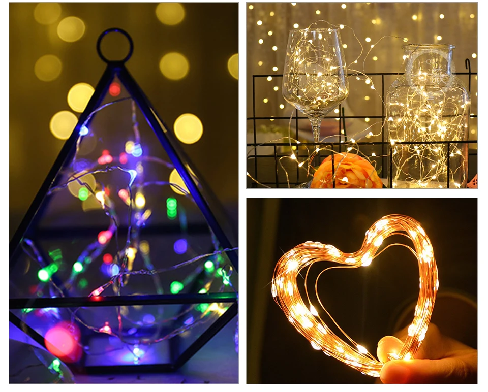 Красочный Светодиодный светильник-гирлянда 2 м светодиодный Сказочный светильник Рождественская наружная гирлянда для праздника, дома, свадьбы, сада