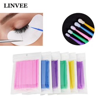 

100/200 Pcs Individual Eyelash Makeup Brushes Disposable Mascara Wands for Lashes Eyebrow Lip Manicure Microbrushes Cotton Swabs