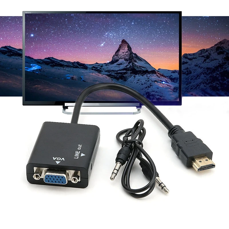 Hdmi a Vga Hd 1080P Video Audio Cavo Convertitore da Digitale Ad Analogico Adattatore per Pc