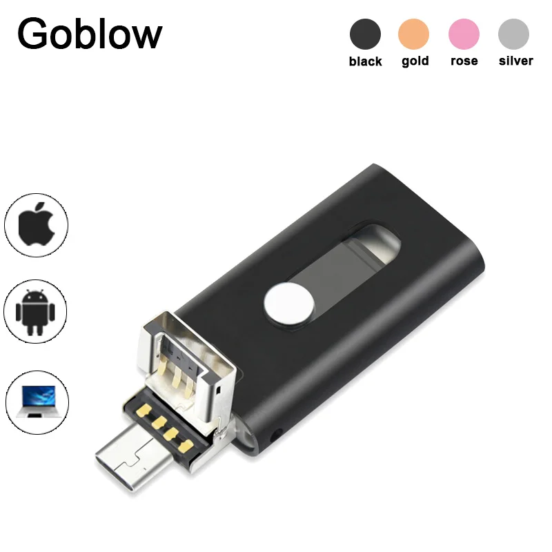 3 в 1 OTG USB флэш накопитель 16 ГБ 32 64 Гб для iphone X 7/7 s/6/6s/plus ipad ФЛЕШКА с тип c флешки 0 128