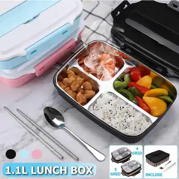 

304 Stainless Steel Lunch Box 3/4layers Bento Box For Kid Student Food Container With Tableware Lunch Bag Kitchen Home School