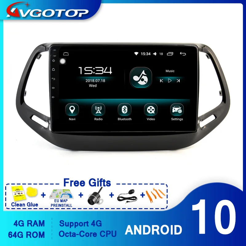 AVGOTOP сенсорный двойной DIN автомобильный dvd-плеер GPS для JEEP 2017 компас экран |