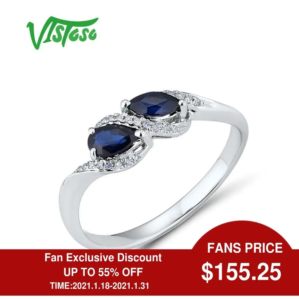 VISTOSO золотые кольца для женщин Подлинная 14 к 585 Белое золото кольцо сверкающий