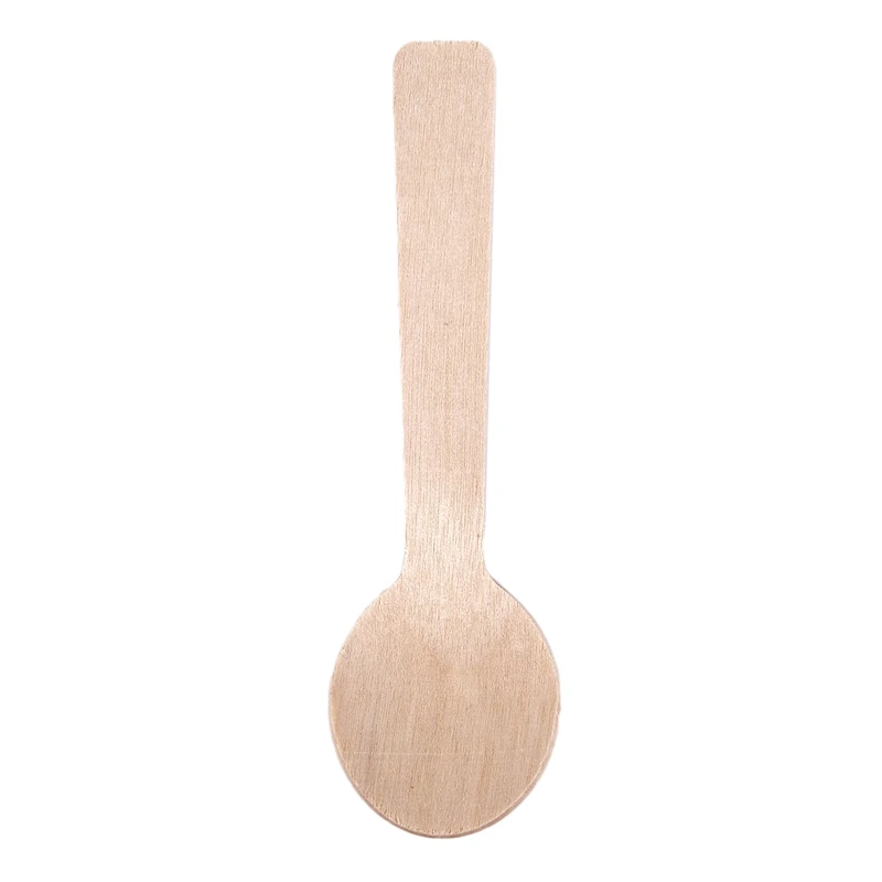 100Pcs Disposable Wooden Spoon Mini Ice Cream Spoon Wood Western Dessert Scoop Wedding Party Tableware Kitchen Accessories