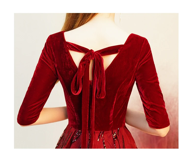 Wei yin AE0287 Robe De Soiree Новые Длинные вечерние платья с v-образным вырезом сексуальные роскошные вечерние платья с блестками цвета красного вина вечерние платья для выпускного вечера
