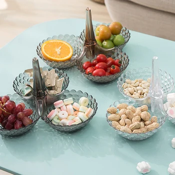 

3 Floors Creative Stacked European Storage Tray Multi-Layer Plastic Dried Fruit Snack Platter Bowl Table Snack Candy Tray Rack O