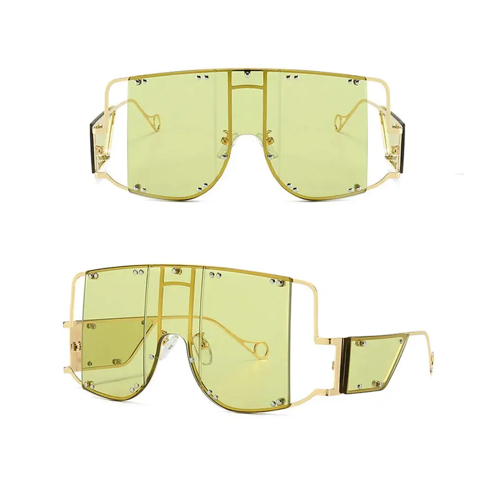 Женские крупные солнцезащитные очки Роскошные брендовые солнцезащитные очки для мужчин/женщин винтажные красные желтые коричневые прозрачные черные солнцезащитные очки для женщин - Цвет линз: green