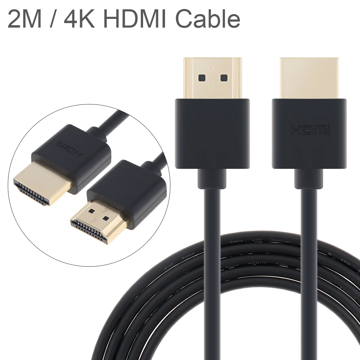 

4K HDMI Cable 1.4 2M/6.56Ft Gold-plated High Speed 1080P 3D Male to Male Cable Video Cord for Splitter Switcher Projector LCD