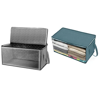 

3Pack Folding Storage Box Dirty Clothes Collecting Case Non Woven Fabric with Zipper Moisture-Proof Toys Quilt Storage Box