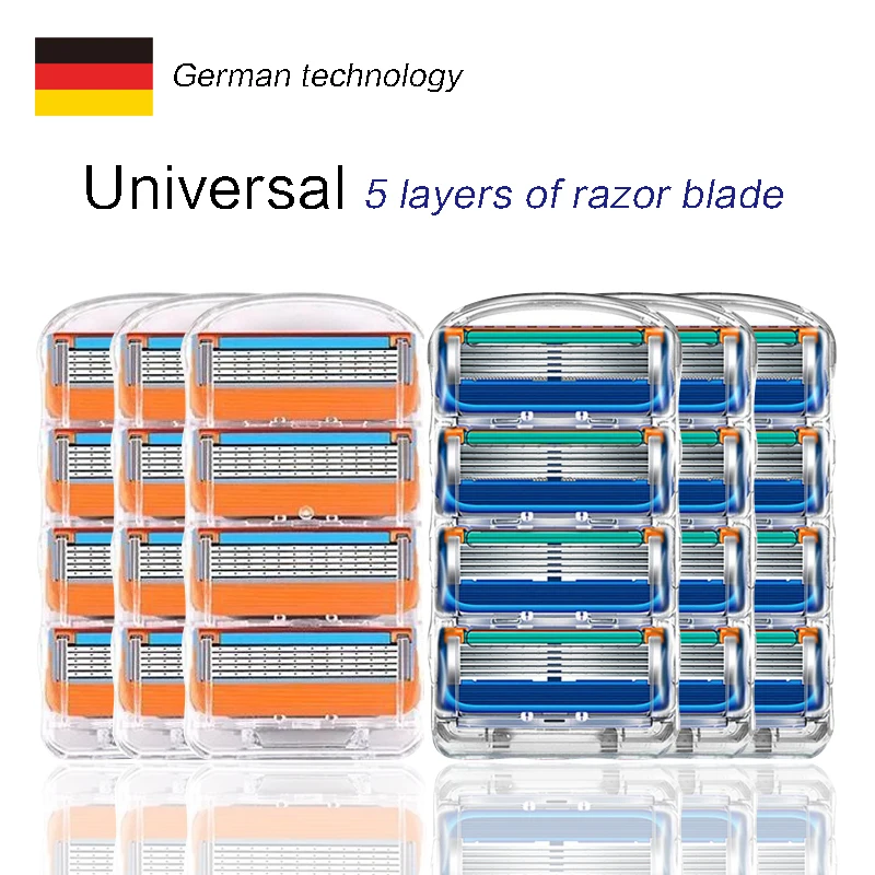 Máquina de afeitar Manual para hombre, afeitadora de 5 capas con cuchillas de reemplazo Gillette, Compatible con General