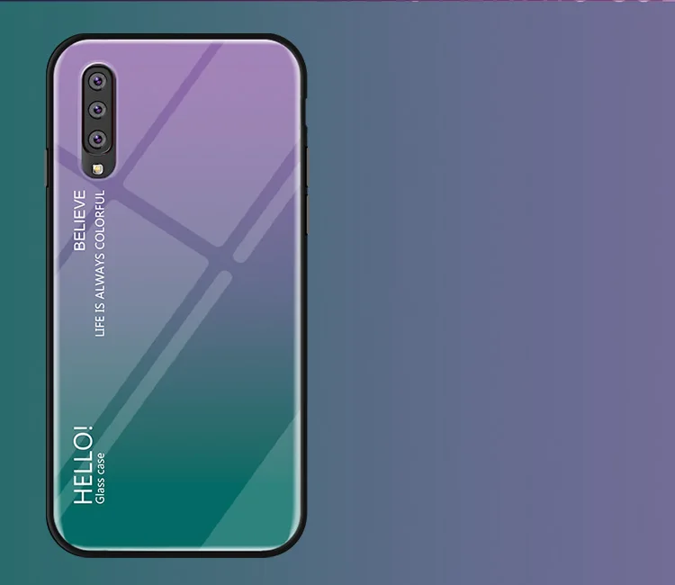 Градиентный Сменный стеклянный чехол для телефона samsung Galaxy A50 A505FN силиконовый защитный бампер для samsung A50S A30S чехол для телефона