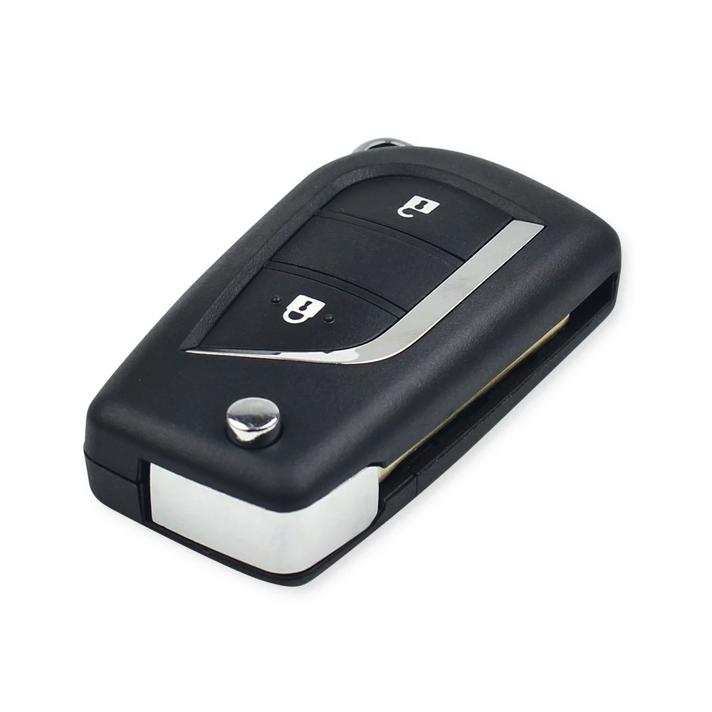 Dandkey 2 Buttons Flip Remote Key Shell Blank Fob Case For Toyota Corolla EX New VIOS Car Folding Key Cover Uncut TOY48 Blade