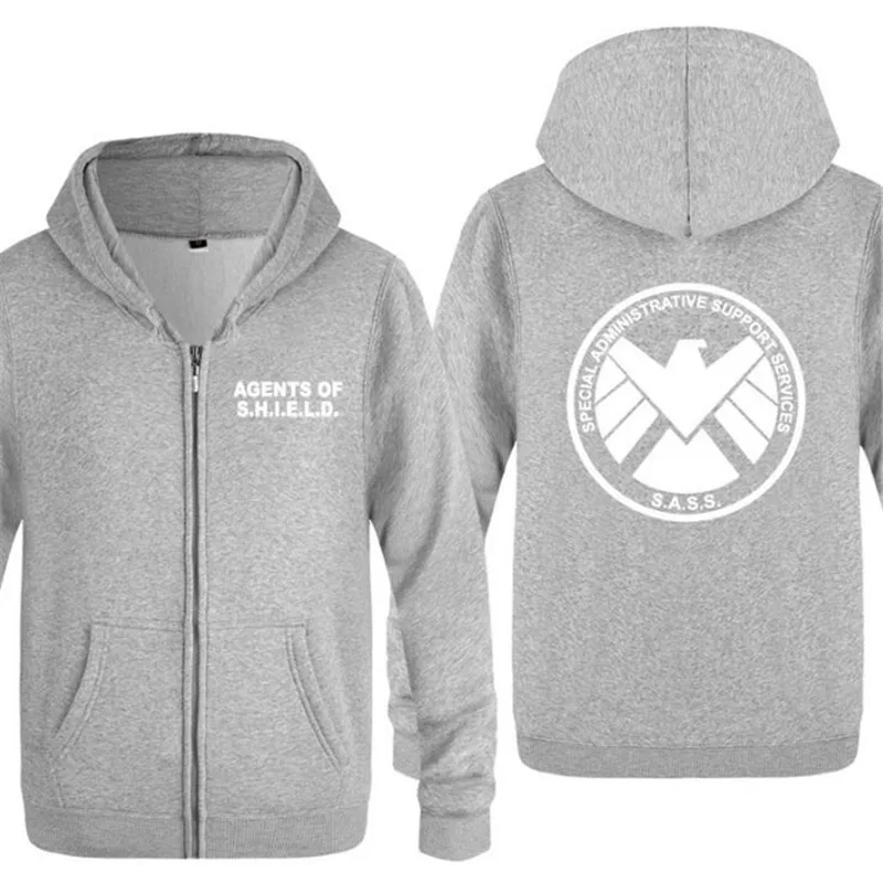 gray hoodie 17 Мужская толстовка с капюшоном агенты щита толстовки мужские флисовые с длинным рукавом куртка на молнии пальто толстовка хип-хоп костюм для катания на коньках большой размер - Цвет: gray hoodie 17