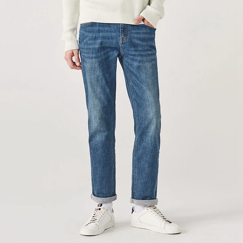 Denim blue ash SEMIR, Новое поступление, джинсы, мужские, качественные, брендовые, деловые, повседневные, мужские, джинсовые штаны, прямые, облегающие, темно-синие, мужские брюки - Цвет: Denim blue ash