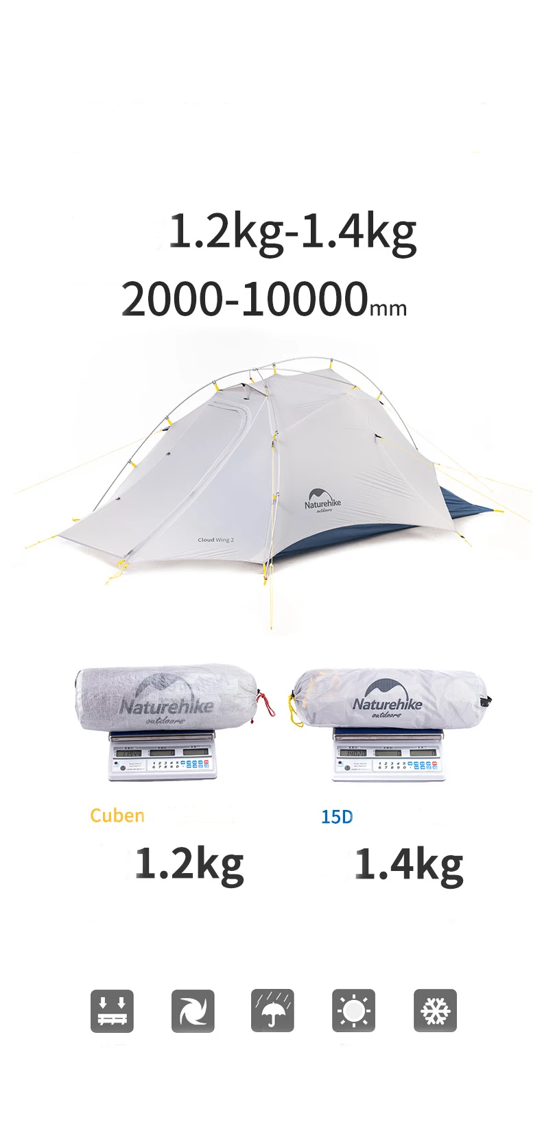 Naturehike 2 Человек Палатка облако крыло 15D нейлон Сверхлегкий портативный ветронепроницаемые палатки с бесплатным ковриком для наружного кемпинга Пешие прогулки