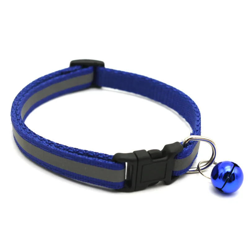 Dark Blue Ошейники для кошек Регулируемый ошейник для котят ошейники с колокольчиками ошейники с нейлоновым шармом ожерелье ошейник для маленьких товары для животных, собак - Цвет: Dark Blue
