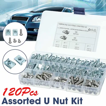 

120PCS Spire Clips Chimney Nuts U Nuts Fasteners Assorted Kits With Screws Used to Fix Motorcycle Fairings Other Types of Panels