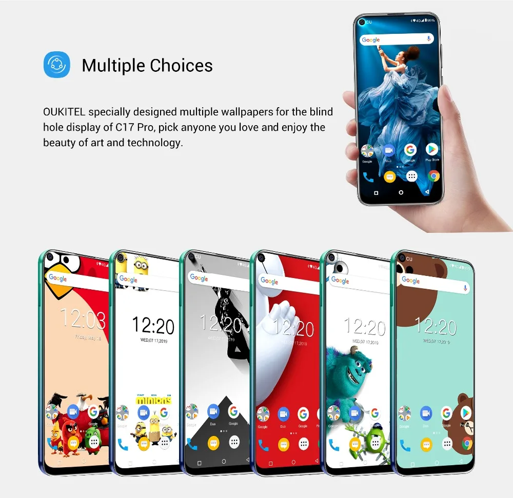 Смартфон OUKITEL C17 Pro 2,4G/5G WiFi 4G LTE Android 9,0 MT6763 сканер отпечатков пальцев распознавание лица 6,3" HD экран 4 Гб 64 Гб мобильный телефон