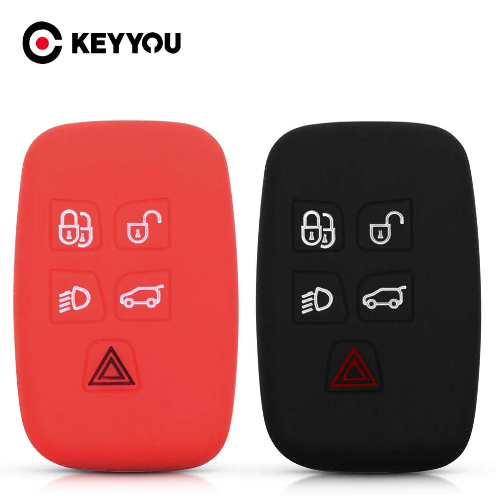 

KEYYOU For Land Rover Discovery 4 Freelander 3 Range Rover Sport Evoque Vogue Remote 5 Buttons Silicone Key Fob Case Smart Cover
