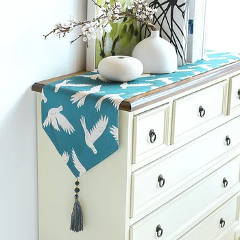 

Junwell 2 layers Poly Cotton Spring Color Printing Table runner with Tassel for Dinner Parties, Summer BBQ & Outdoor Picnics