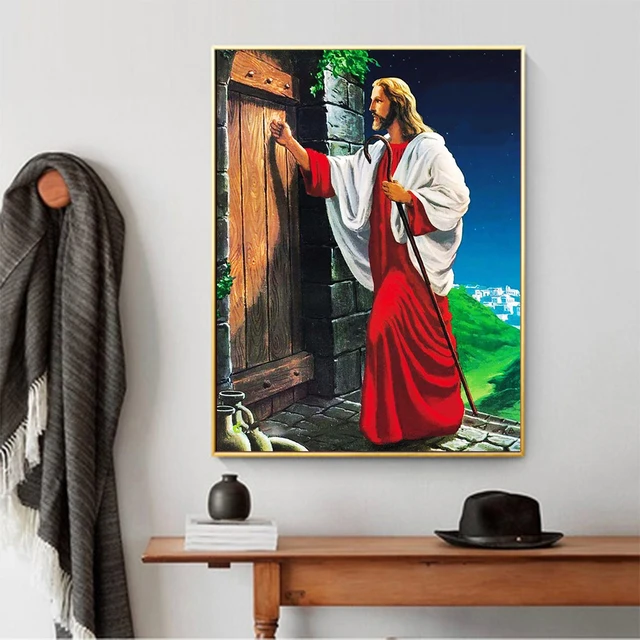 Jesus Shepherd Knocks on the Door Diamond Painting Round Full Drill  Religious Figure DIY Mosaic Embroidery 5D Cross Stitch Gifts - AliExpress