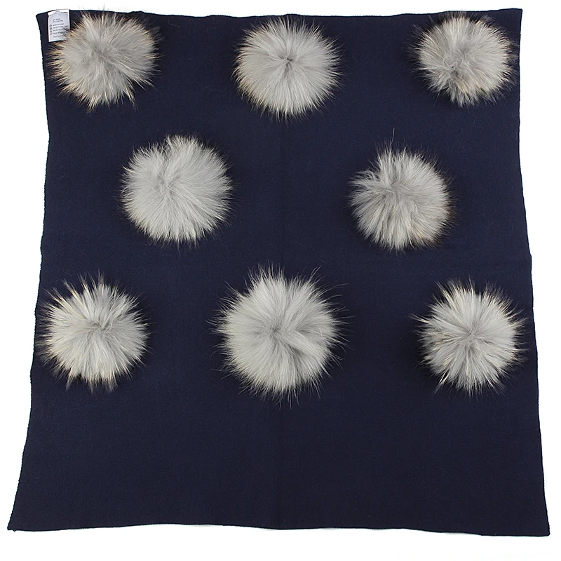 navy light gray Geebro, теплое шерстяное Пеленальное Одеяло для новорожденных, одеяло для сна для путешествий, детские постельные пеленки с помпоном из натурального меха енота, 8 шт - Цвет: navy light gray