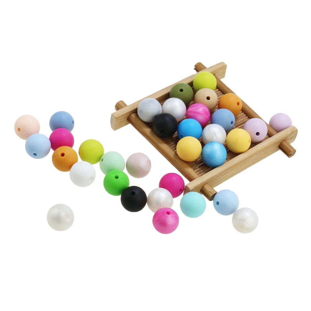 100pc 15mm Loose Silicone Beads for Teething Necklace baby Beads For chew Teether BPA free Loose Beads teether