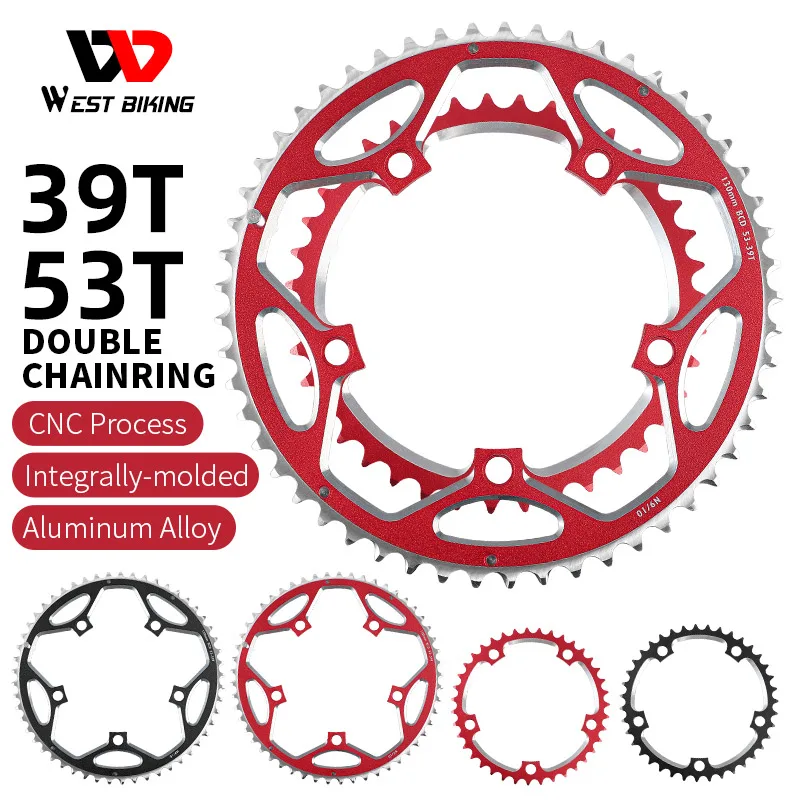 WEST BIKING 130BCD Double Chainring 39/53T 44/56T Road Bicycle Chainwheel High Strength for 8/9/10/11s Cycling Parts | Спорт и