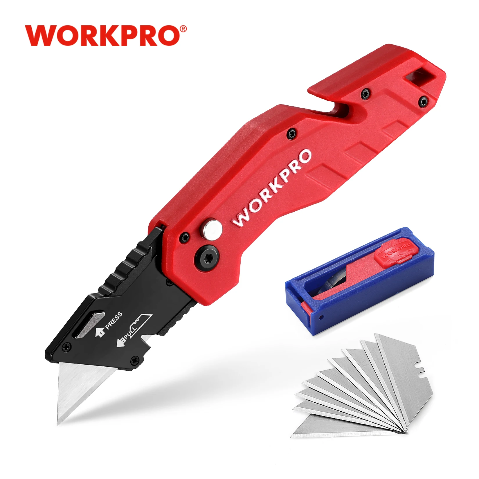 WORKPRO Coltello Pieghevole Tagliatubi Elettricista Tagliacavi Coltello Di Sicurezza Strumento Di Sicurezza Coltello Con Manico In Plastica Con Lame Da 5 Pezzi - Foto 11