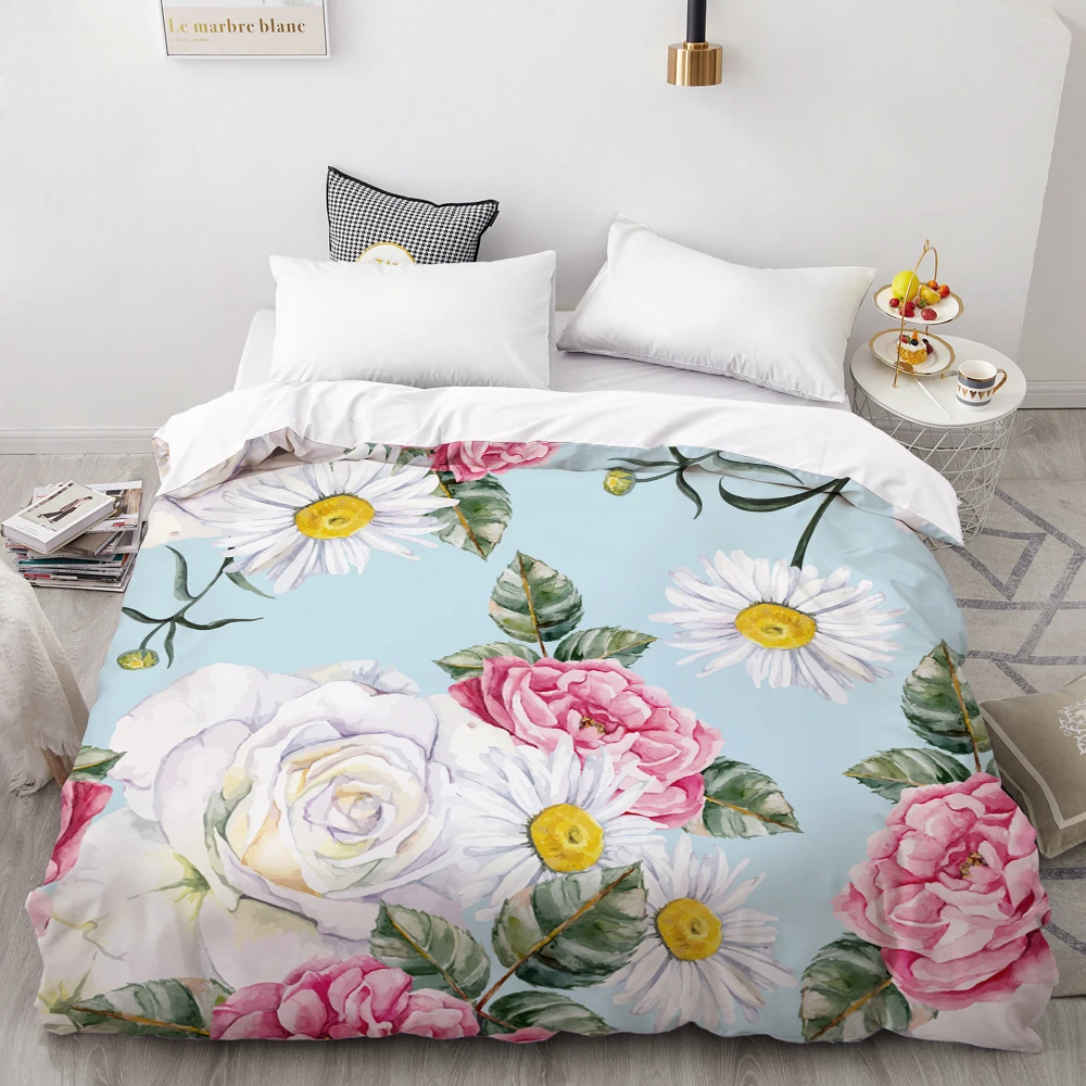 Flower -11 С цифровым 3d-рисунком пододеяльник для растений Одеяло/Одеяло коробка королева/король постельное белье с узором из листьев 220x240/200x200/140x200 - Цвет: Flower -11