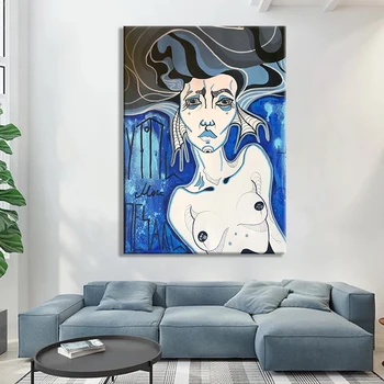 

Hand Painted Decorative Graffiti Oil Painting Nude art Sexy nice girl abstract oil Painting Canvas Wall Art Unframe
