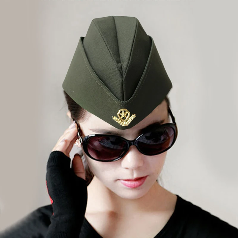 Fashion Military Russian Army Cap Green Camo Badge Sailor Stage Performance Cosplay Hats Boat Cap Women Men Hair Accessories