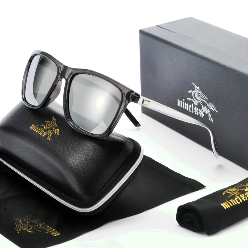 Квадратные мужские поляризованные солнцезащитные очки из алюминия и магния солнцезащитные очки для вождения прямоугольные Оттенки для мужчин солнцезащитные очки с коробкой FML - Цвет линз: silver lens