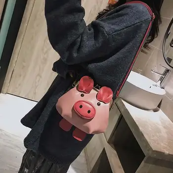 

2020 Lock Faux Leather Crossbody Shoulder Bag Phone Cash Holder Christmas gift Cute Women Pig Kiss bag